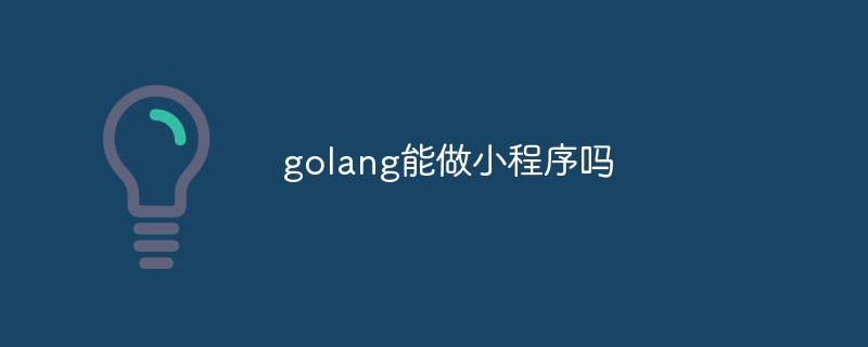 golang能做小程序吗