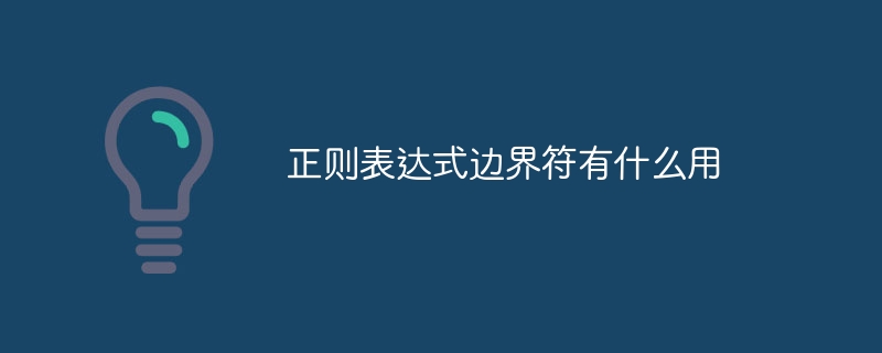 正则表达式边界符有什么用