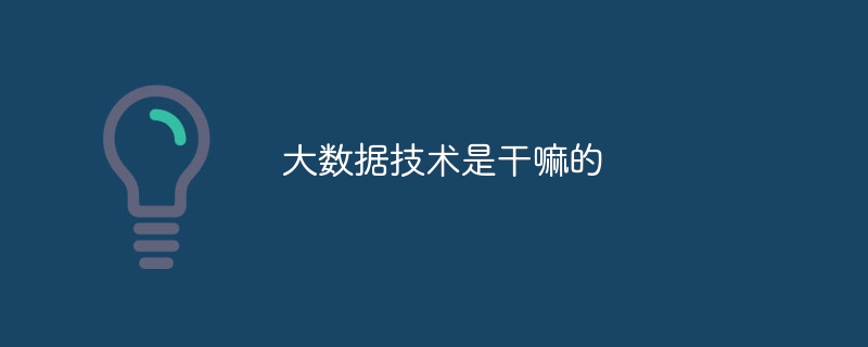 ビッグデータ技術は何に使われますか?