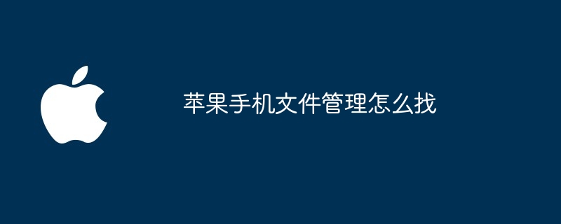 蘋果手機檔案管理怎麼找