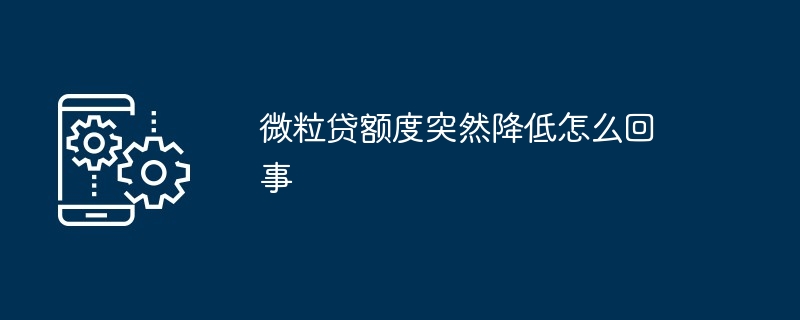 Weili 대출 한도가 갑자기 줄어든 이유는 무엇입니까?