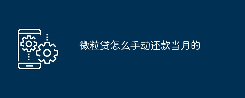 Weili Loan で当月の返済を手動で返済するにはどうすればよいですか?