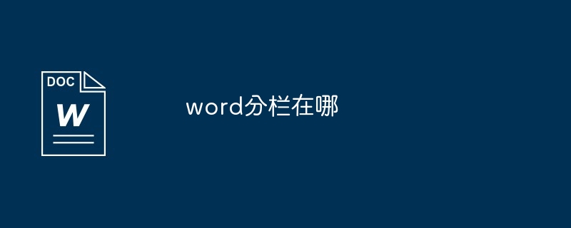 word分欄在哪