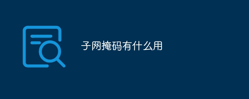 子网掩码有什么用