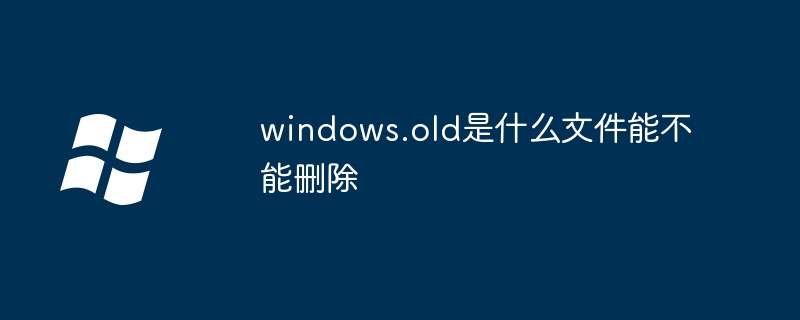 windows.old とはどのようなファイルですか?削除できますか?