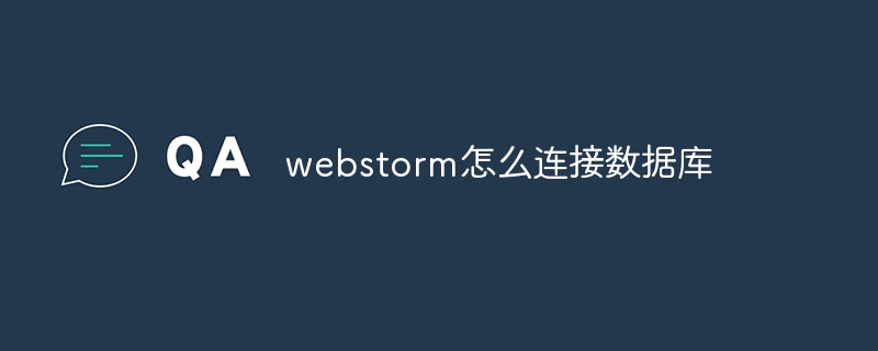 Comment se connecter à la base de données dans Webstorm