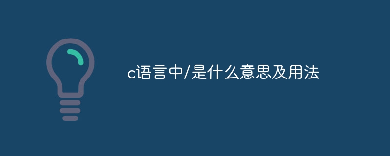 /의 의미와 C 언어에서 사용하는 방법