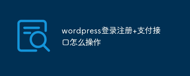 wordpress登录注册+支付接口怎么操作-WordPress-