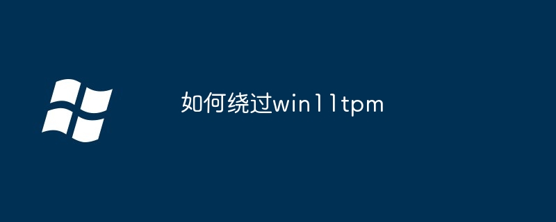 win11tpm을 우회하는 방법