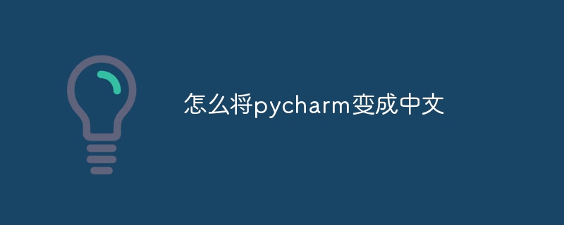 怎么将pycharm变成中文