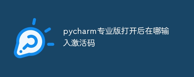 Où saisir le code d'activation après avoir ouvert la version professionnelle de pycharm ?