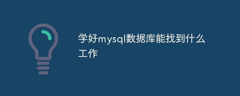 MySQL 데이터베이스를 잘 배우면 어떤 직업을 얻을 수 있나요?