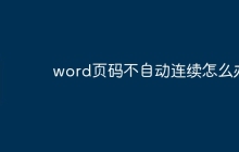 word页码不自动连续怎么办