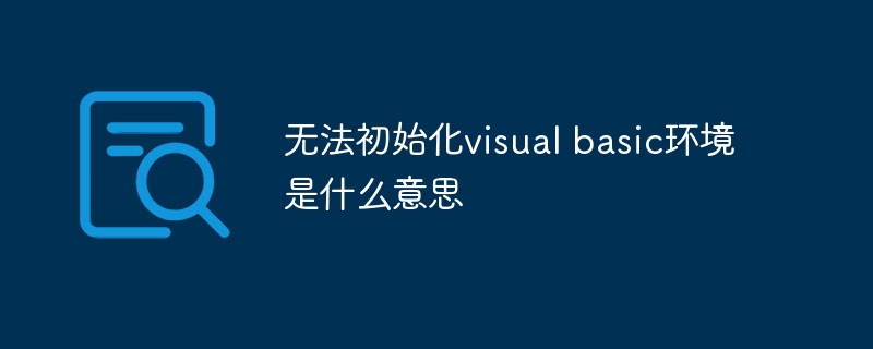 无法初始化visual basic环境是什么意思