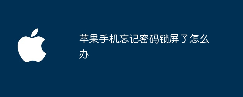 苹果手机忘记密码锁屏了怎么办