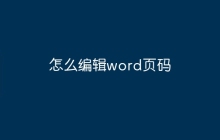 怎么编辑word页码