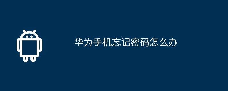 华为手机忘记密码怎么办
