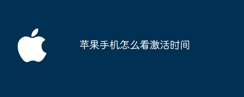 苹果手机怎么看激活时间