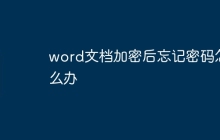 word文档加密后忘记密码怎么办