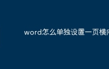 word怎么单独设置一页横向