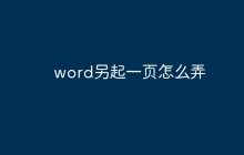 word另起一页怎么弄