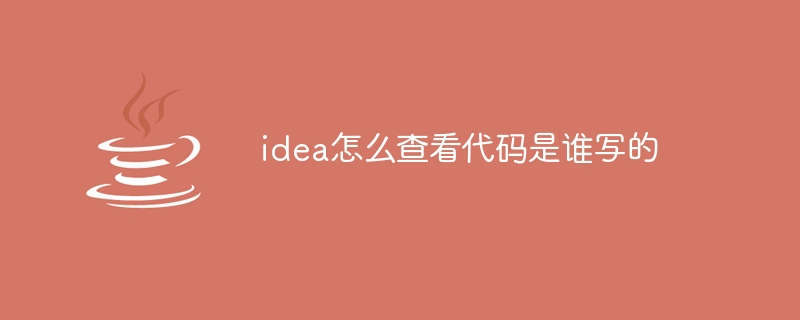 idea怎么查看代码是谁写的