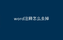 word注释怎么去掉
