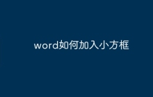 word如何加入小方框
