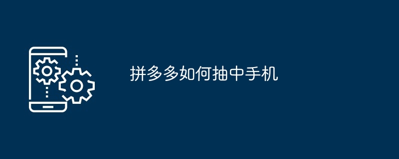拼多多如何抽中手机