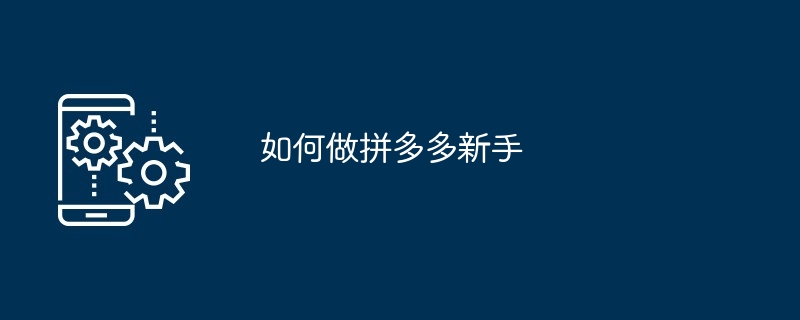 如何做拼多多新手