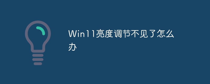 Win11亮度调节不见了怎么办