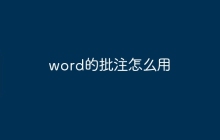 word的批注怎么用