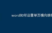 word如何设置单页横向排版