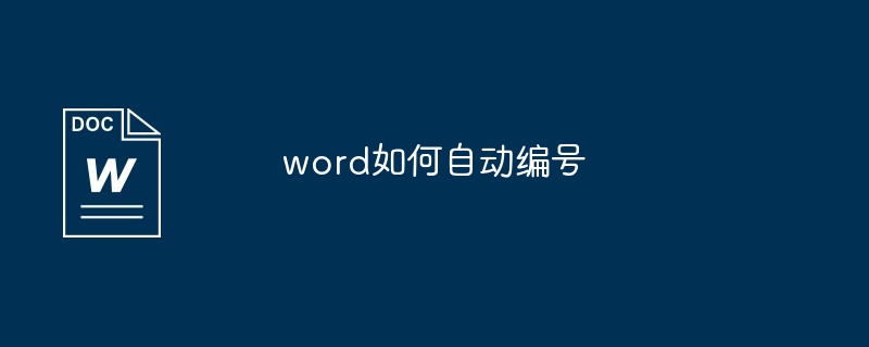 word如何自动编号