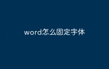 word怎么固定字体