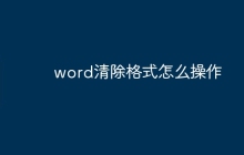 word清除格式怎么操作