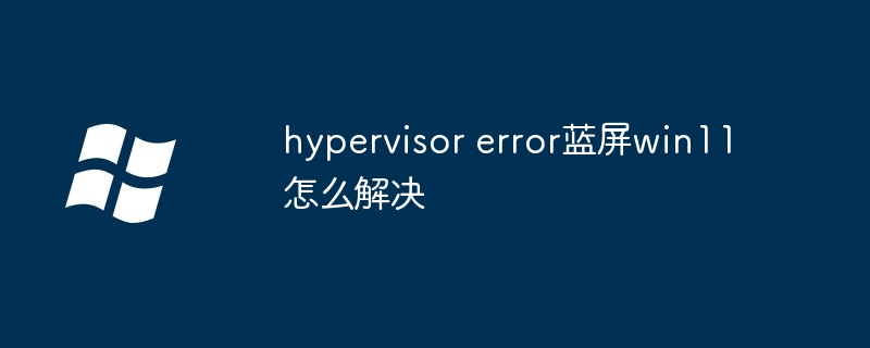 hypervisor error蓝屏win11怎么解决