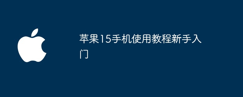 苹果15手机使用教程新手入门