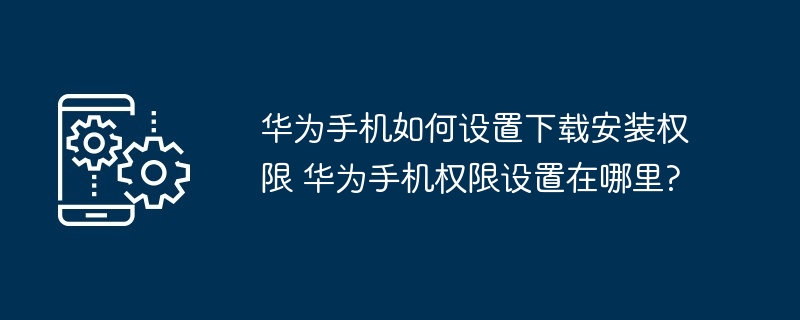 华为手机如何设置下载安装权限 华为手机权限设置在哪里?