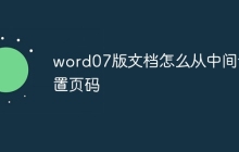 word07版文档怎么从中间设置页码