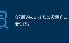 07版的word怎么设置自动更新页码