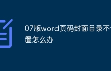 07版word页码封面目录不设置怎么办