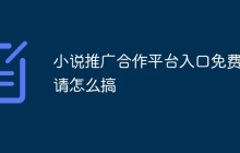 小说推广合作平台入口免费申请怎么搞