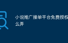 小说推广接单平台免费授权怎么弄