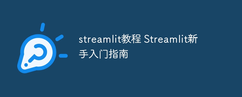 streamlit教程 Streamlit新手入门指南