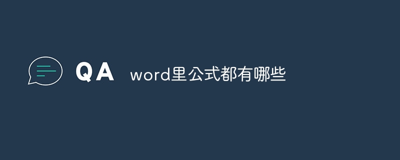 word里公式都有哪些
