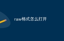 raw格式怎么打开