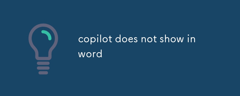 copilot在word中不显示