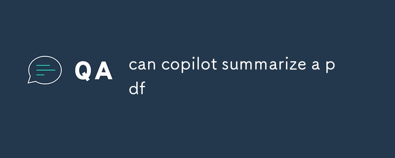 PDF를 copilot 요약할 수 있나요?