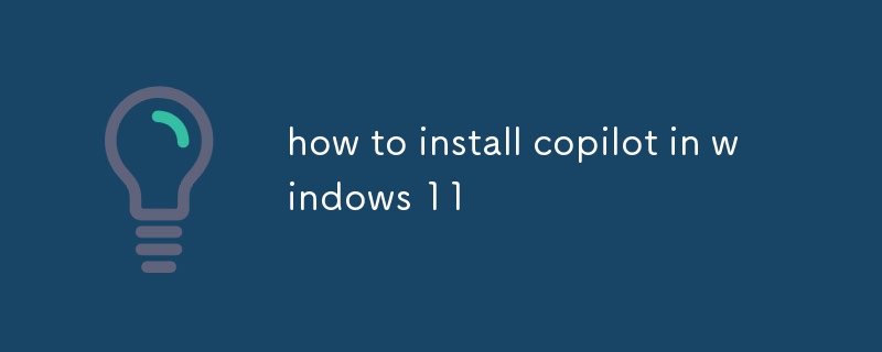 comment installer copilot dans Windows 11